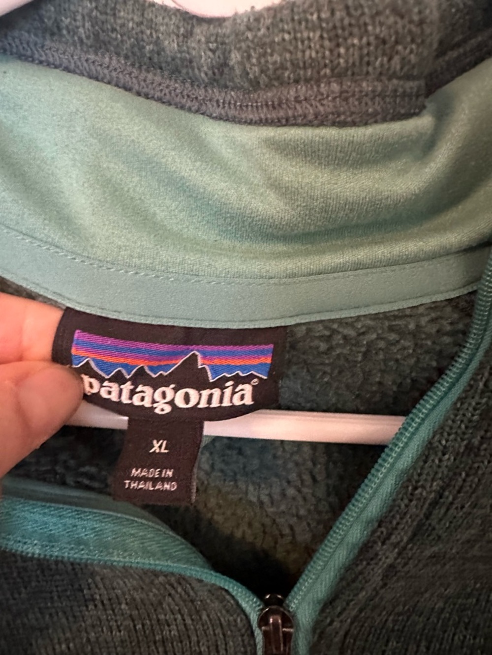 Patagonia womens xl quarter‑Zip Better Sweater in Deep Teal/green w Mint Trim - Picture 2 of 3